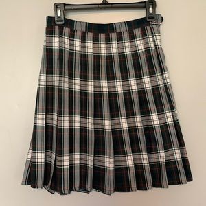 Lands’ End Pleated Plaid Skirt